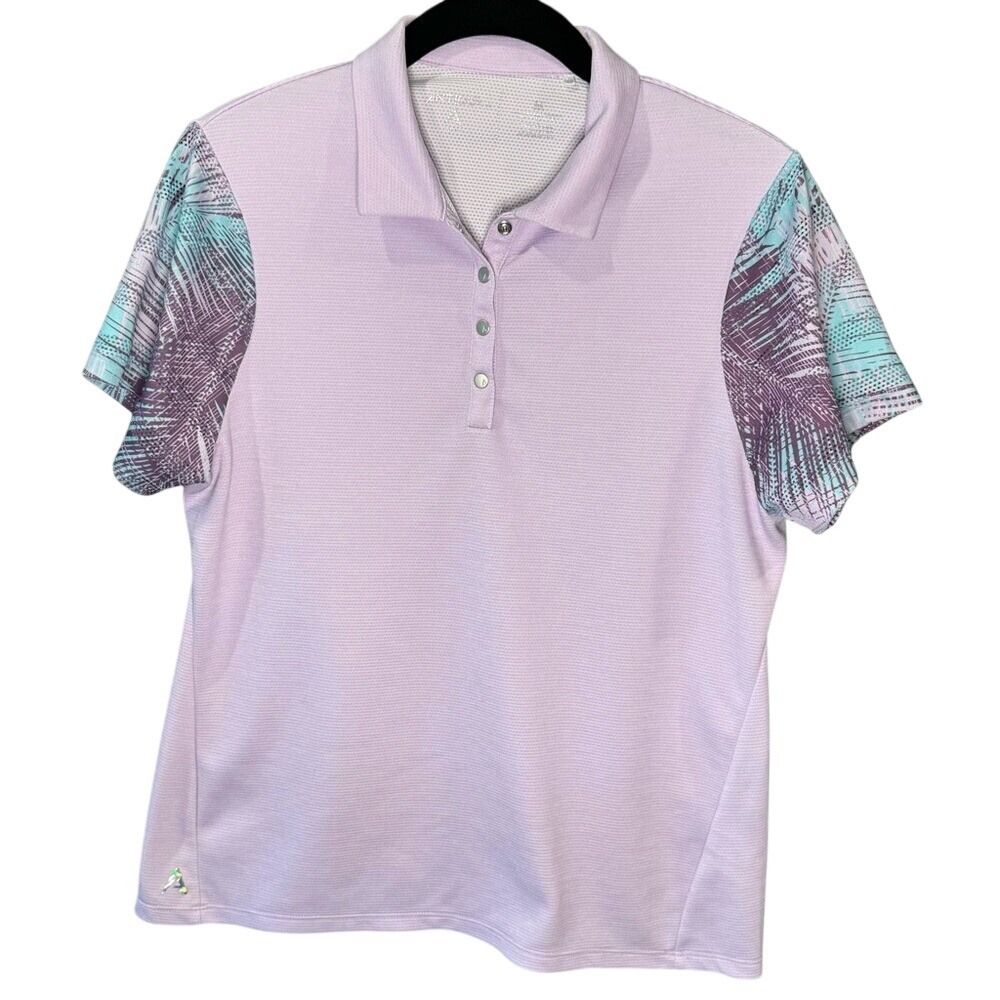 ANTIGUA Golf Polo Shirt, Lavender/Teal, Vented Sleeves, Size M, EUC